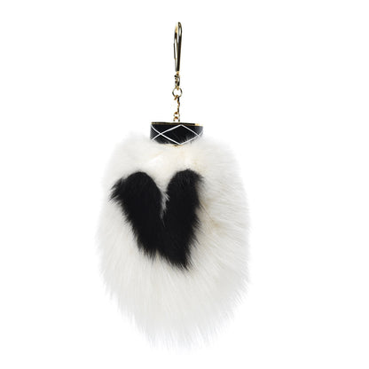 Louis Vuitton Fox Fur Fuzzy V Bag Charm White 1 of 3