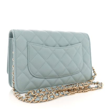 Chanel Caviar Quilted Tiny CC Wallet On Chain WOC Light Blue 3 of 11