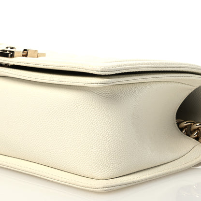 Chanel Caviar Quilted Medium Boy Flap White 10 of 11