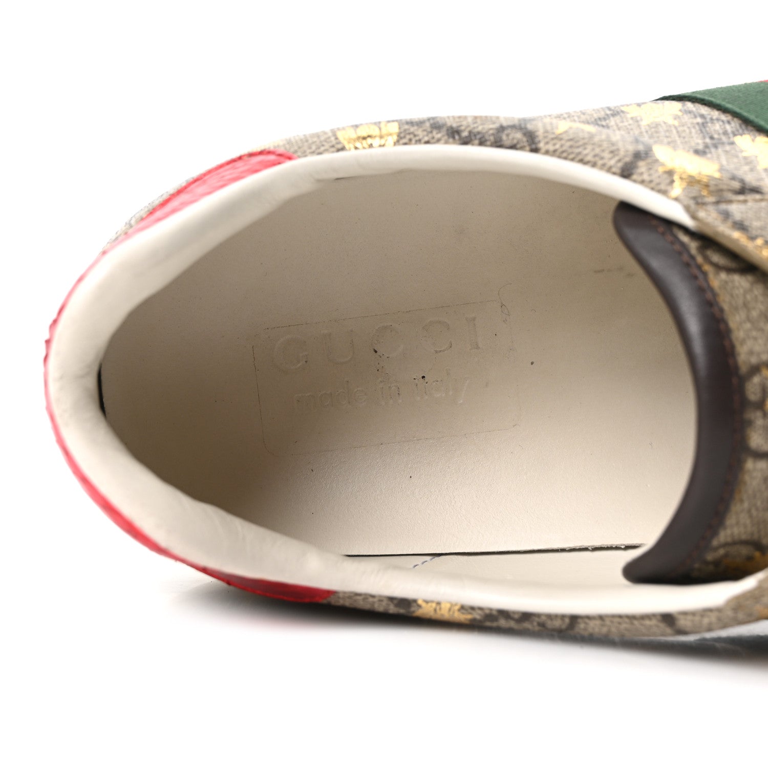 Gucci GG Supreme Monogram Bees Ayers Web Mens Ace Sneakers 9.5 Beige Oro Green Red 8 of 9
