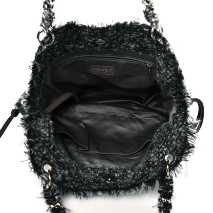 Chanel Tweed Lambskin Drawstring Tweedy Tote Black 5 of 10