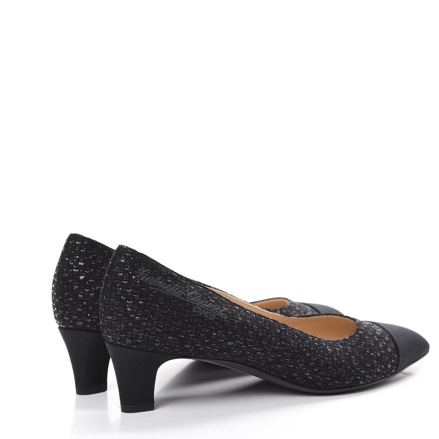 Chanel Tweed Grosgrain Cap Toe Gabrielle Pumps 35.5 Black 4 of 9
