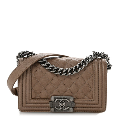 Chanel Metallic Calfskin Quilted Small Boy Flap Taupe 1 of 11