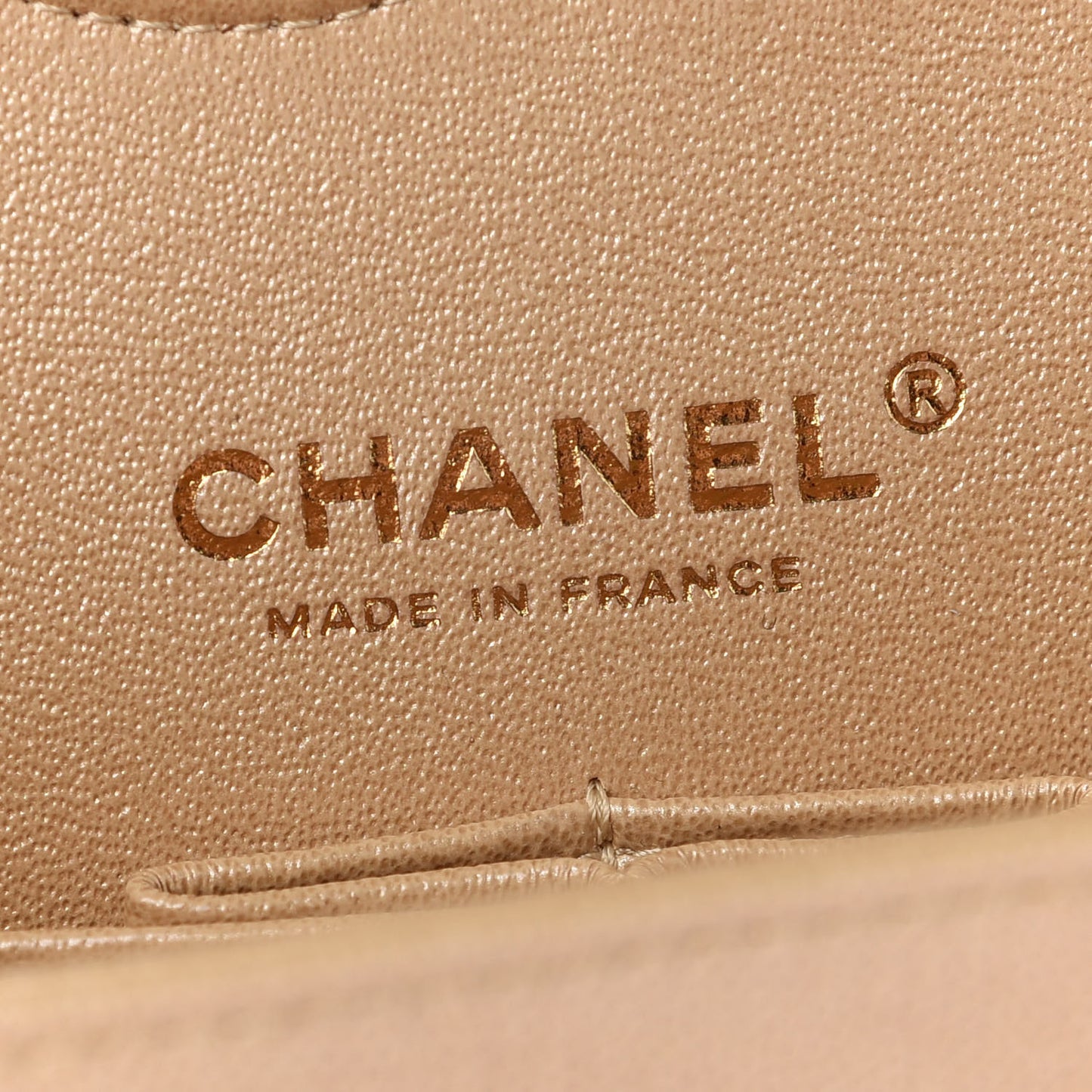 Iridescent Caviar Quilted Medium Double Flap Beige