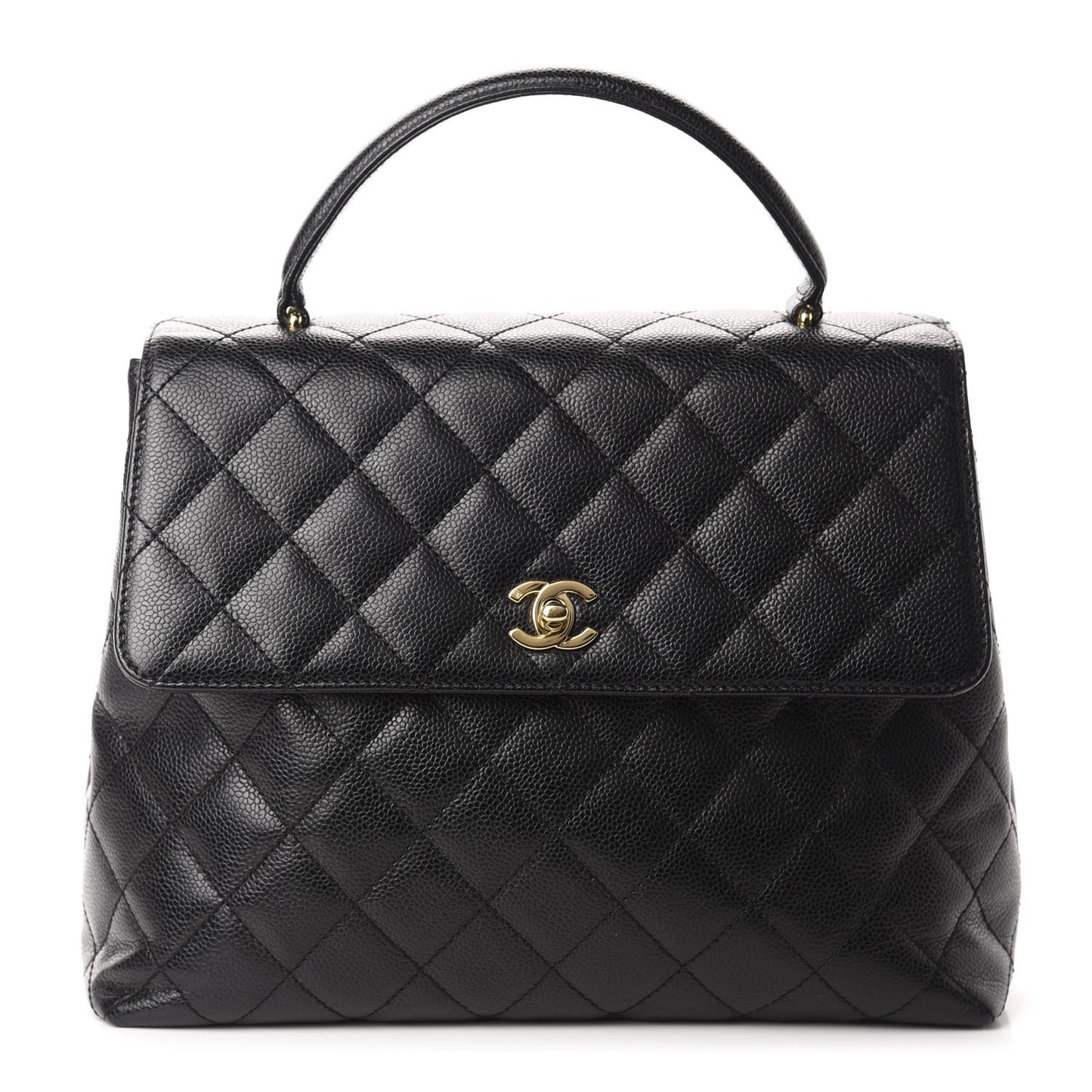 Caviar Quilted Jumbo Kelly Flap Black