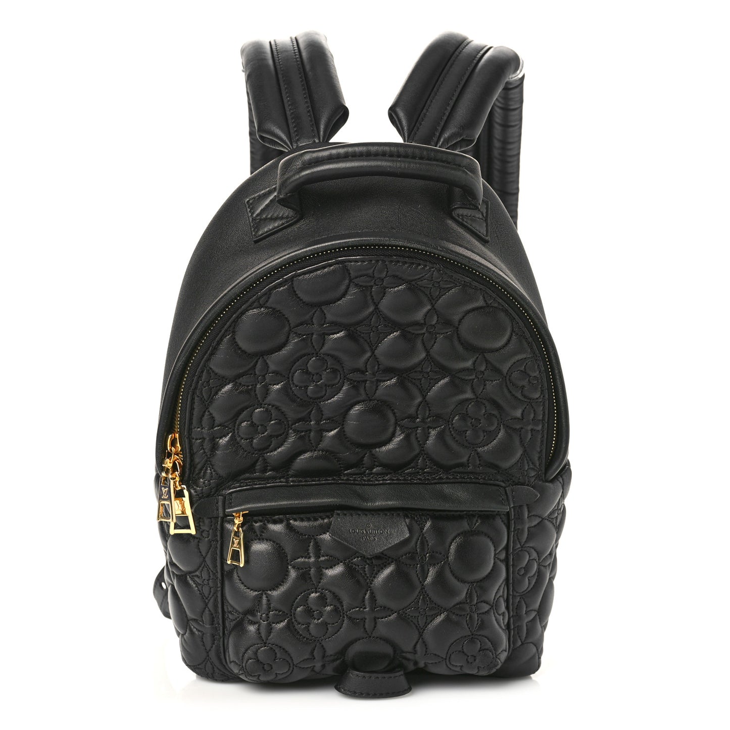 Lambskin Flower Quilted Palm Springs Backpack PM Black