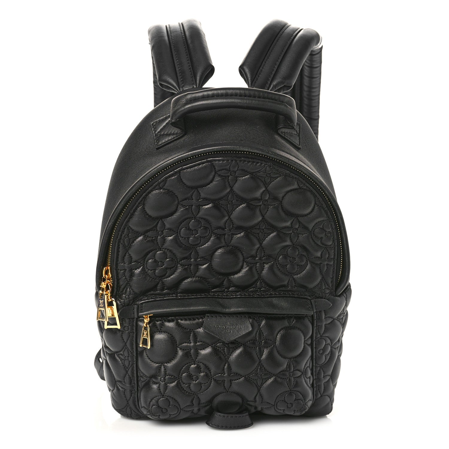 Louis Vuitton Lambskin Flower Quilted Palm Springs Backpack PM Black 1 of 8