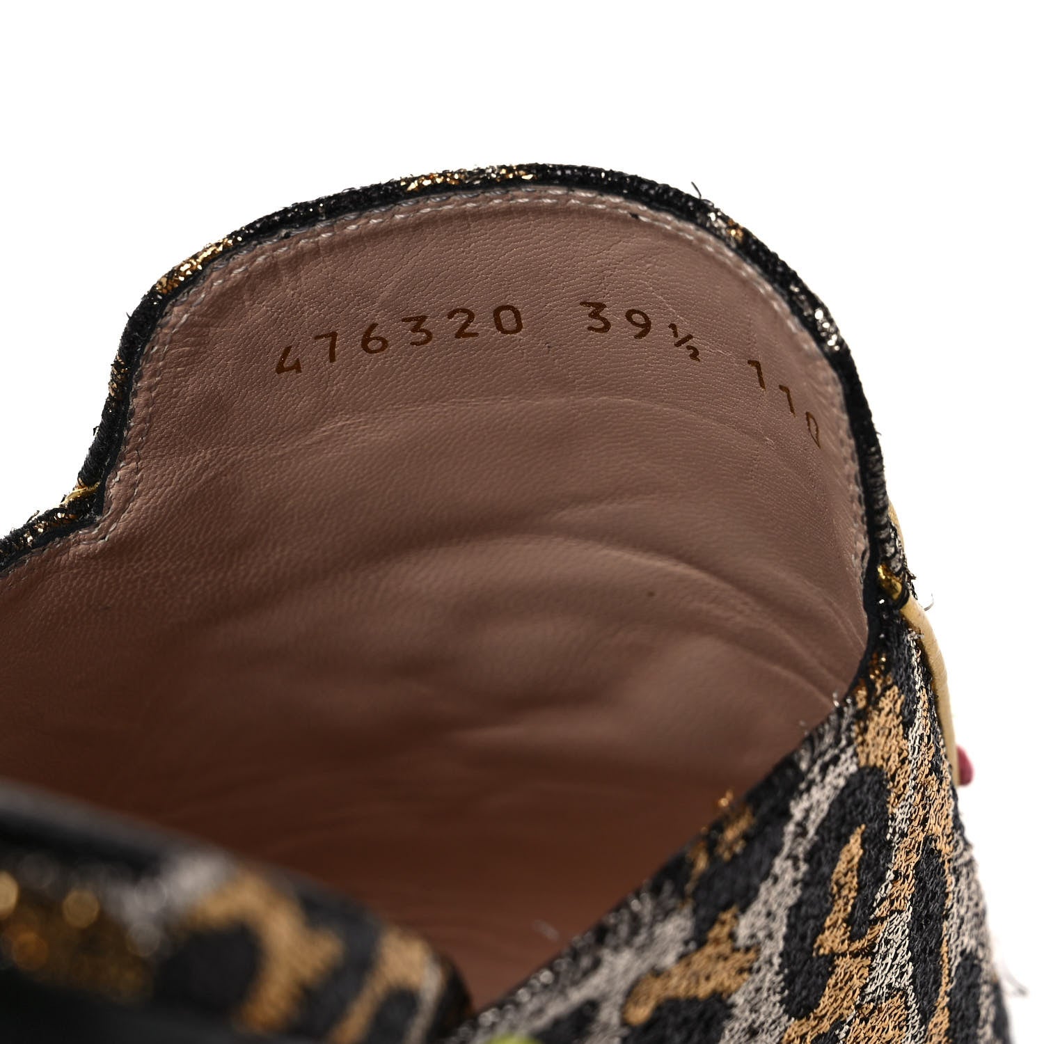 Gucci Lurex Jacquard Leopard Embroidered Womens Princetown Slippers 39.5 Black Gold 8 of 10