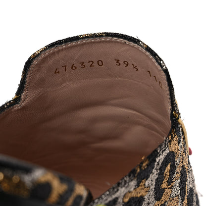 Gucci Lurex Jacquard Leopard Embroidered Womens Princetown Slippers 39.5 Black Gold 8 of 10