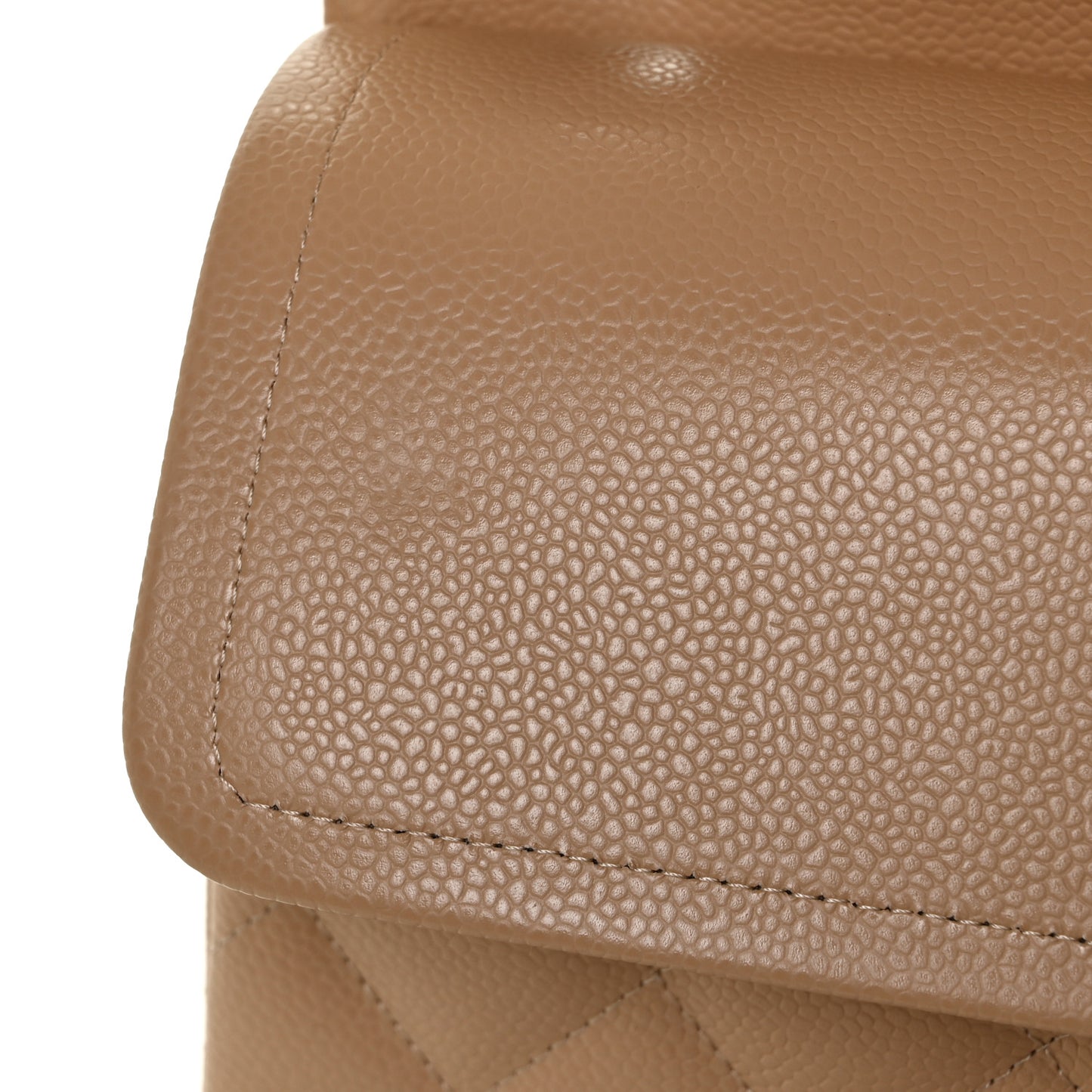 Caviar Quilted Jumbo Double Flap Beige