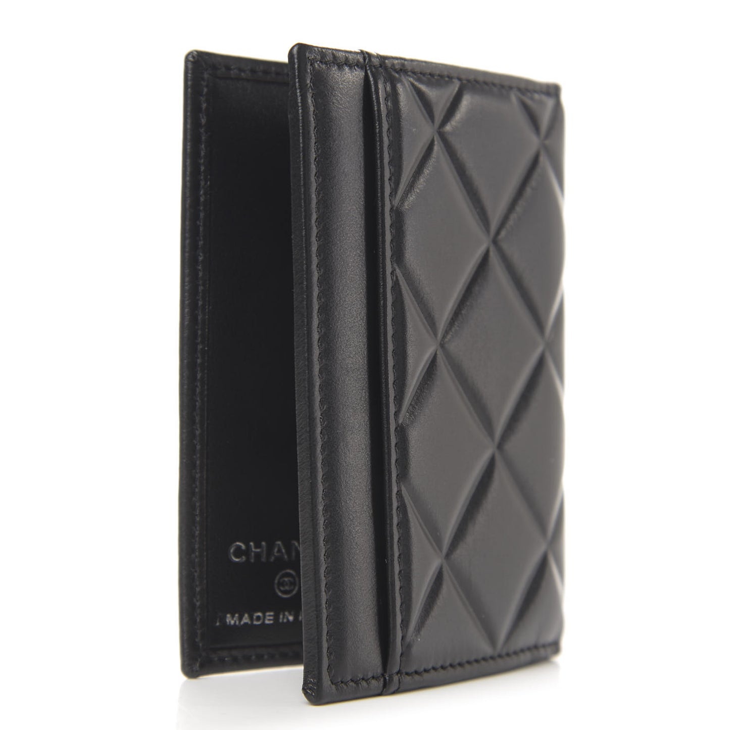 Lambskin Quilted Card Holder Wallet Black
