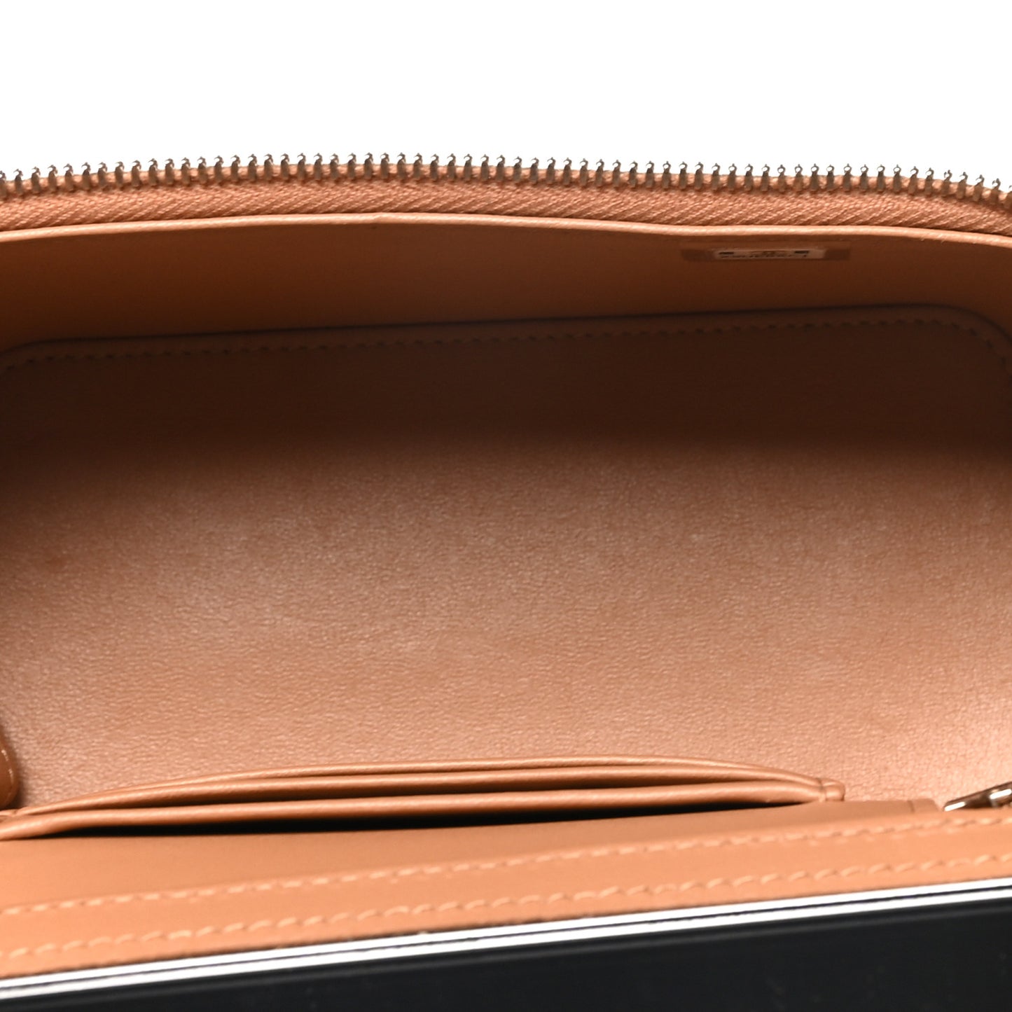 Lambskin Quilted Small Top Handle Vanity Case With Chain Beige