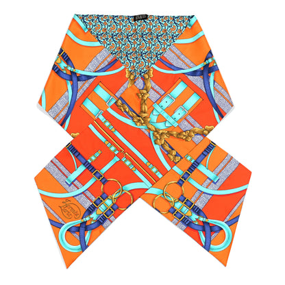 Hermes Silk Grand Manege Maxi Twilly Orange Cobalt 1 of 4