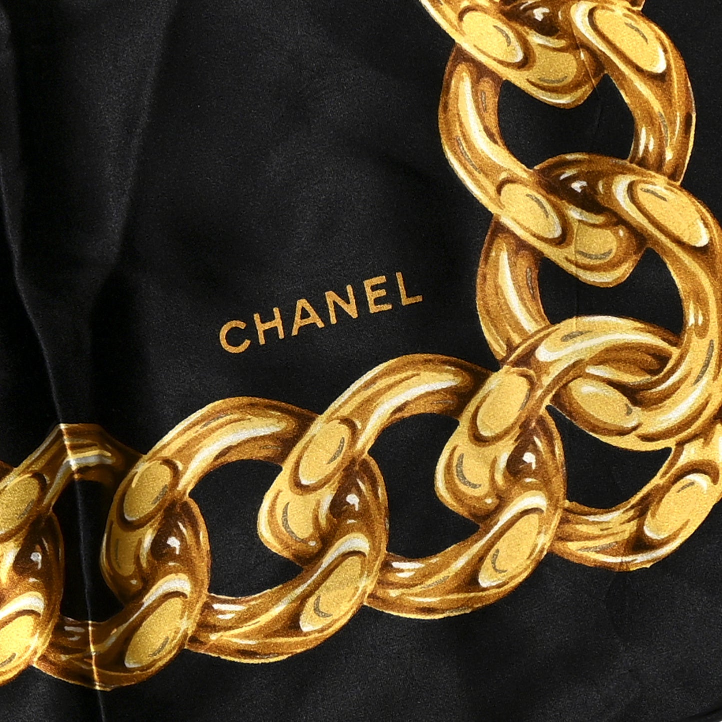 Silk Floral CC Chain Scarf Black