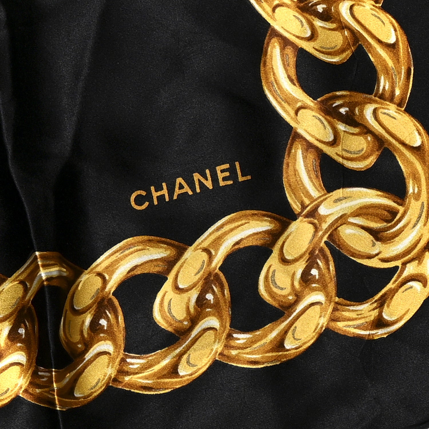 Chanel Silk Floral CC Chain Scarf Black 2 of 4
