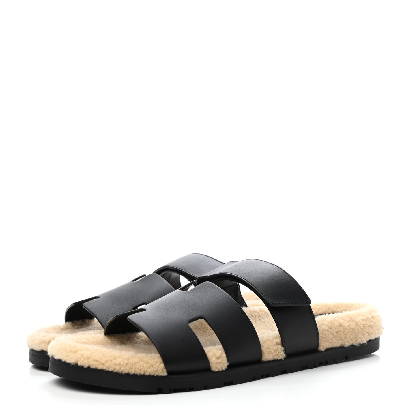Veau Indios Woolskin Mens Chypre Sandals 41 Black Ecru