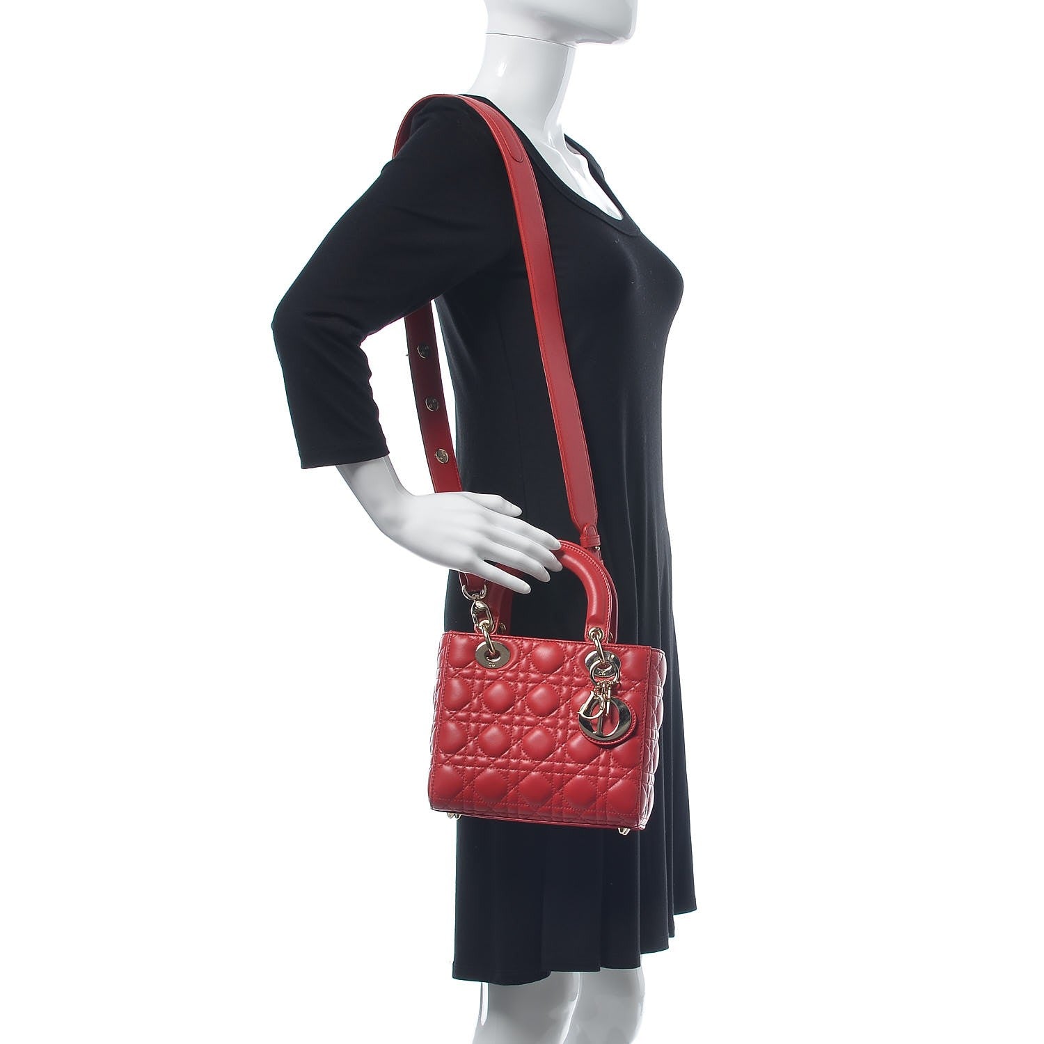 Christian Dior Lambskin Cannage Small My Lady Dior Red 2 of 8