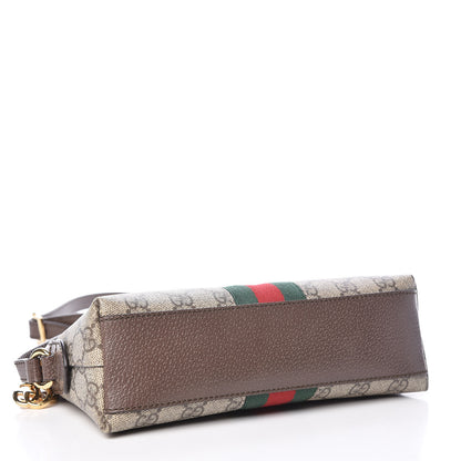 Gucci GG Supreme Monogram Textured Dollar Calfskin Web Small Ophidia Dome Shoulder Bag Beige Ebony New Acero 4 of 14