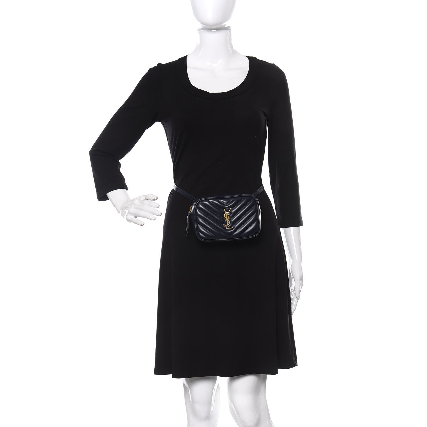 Saint Laurent Calfskin Matelasse Monogram Lou Belt Bag Blue 2 of 12