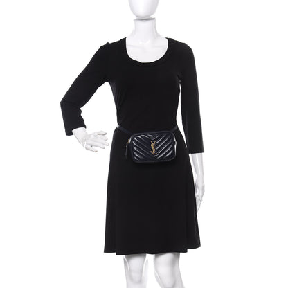 Saint Laurent Calfskin Matelasse Monogram Lou Belt Bag Blue 2 of 12