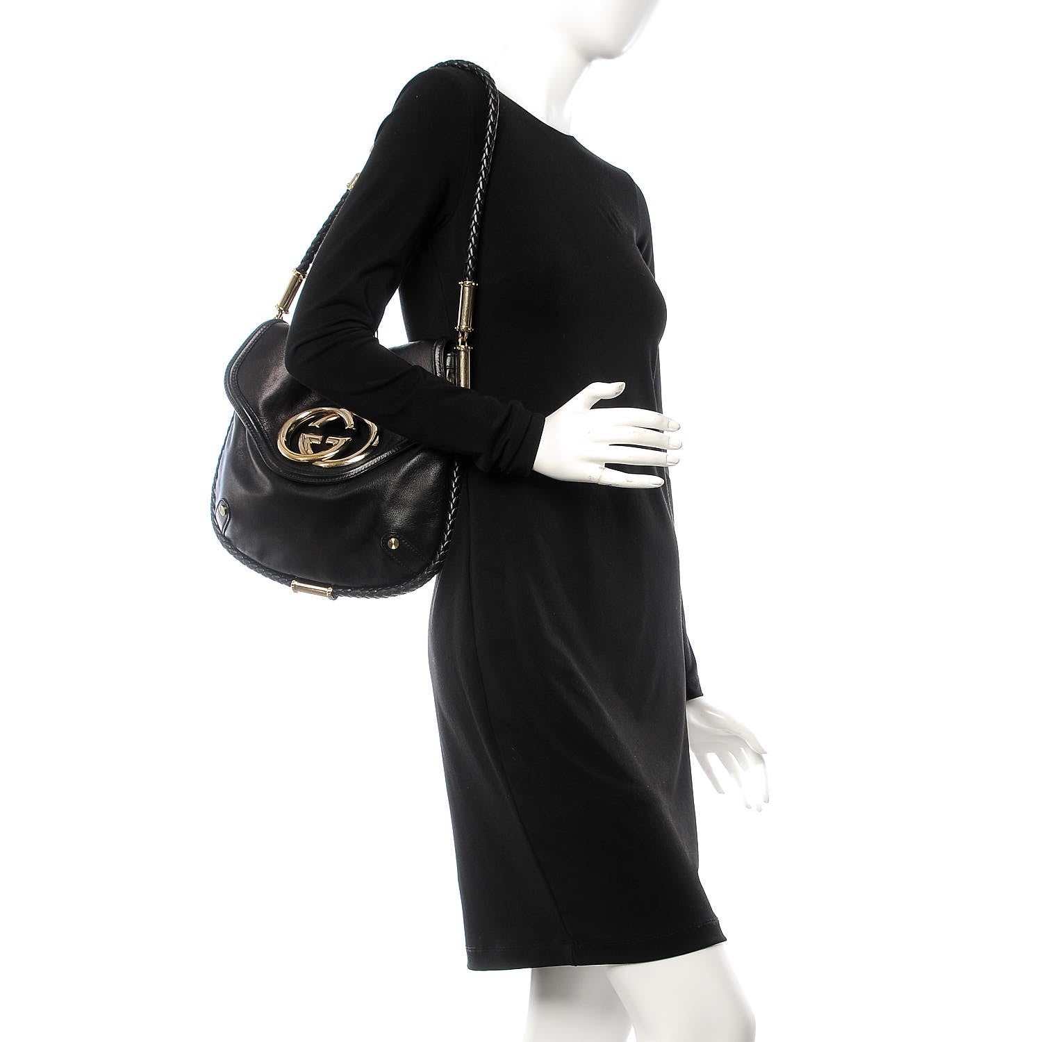 Gucci Calfskin Britt Tassel Shoulder Bag Black 2 of 10