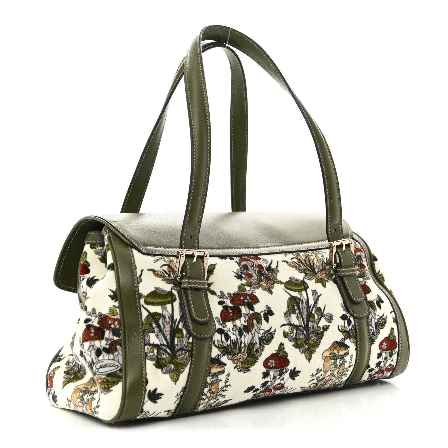 Gucci Velvet Calfskin Floral Hobo Green Multicolor 3 of 10