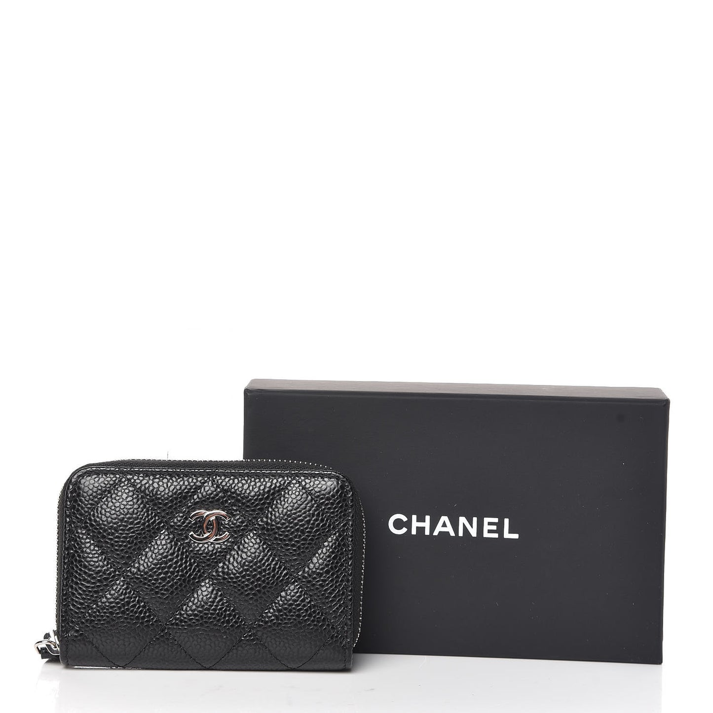 Caviar Quilted Zip Coin Purse Black