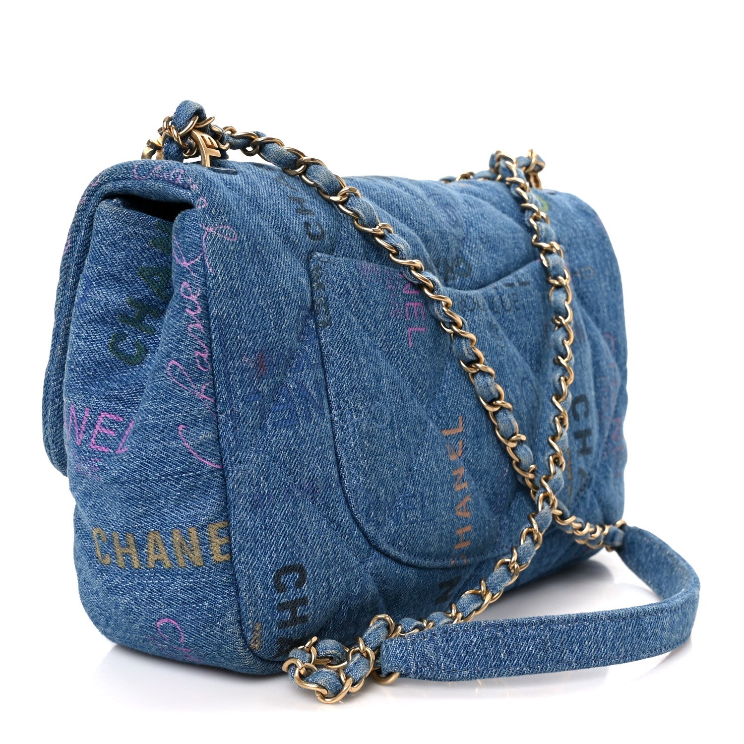 Chanel Denim Quilted Denim Large Mood Flap Blue Multicolor 3 of 11