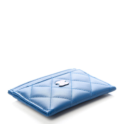 Chanel Lambskin Quilted Card Holder Blue Pink 4 of 9