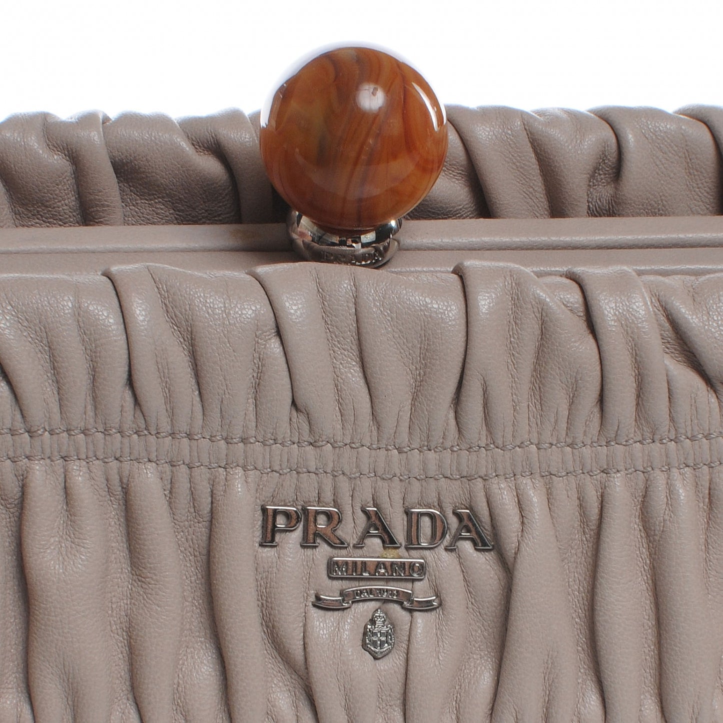 Nappa Gaufre Ruched Clutch Pomice