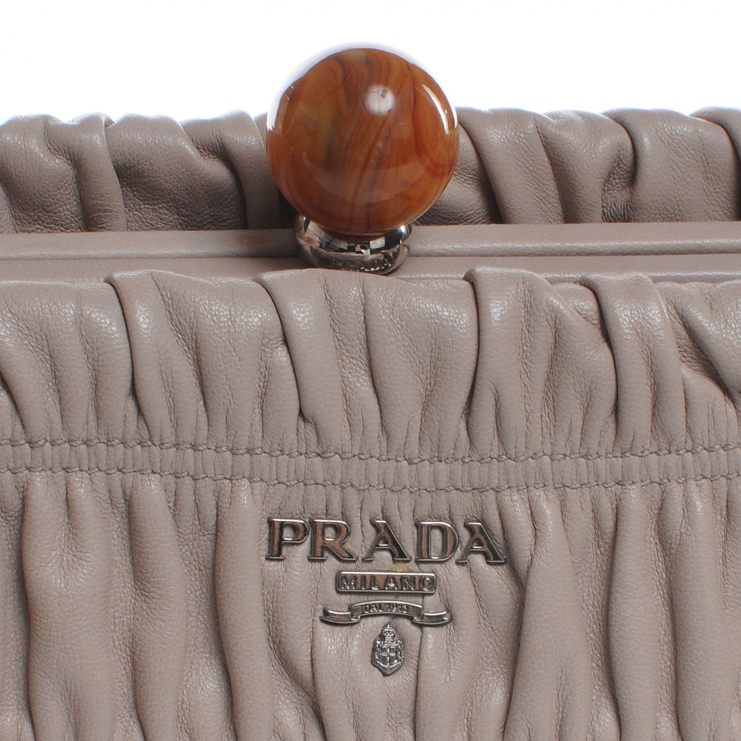 Prada Nappa Gaufre Ruched Clutch Pomice 5 of 10