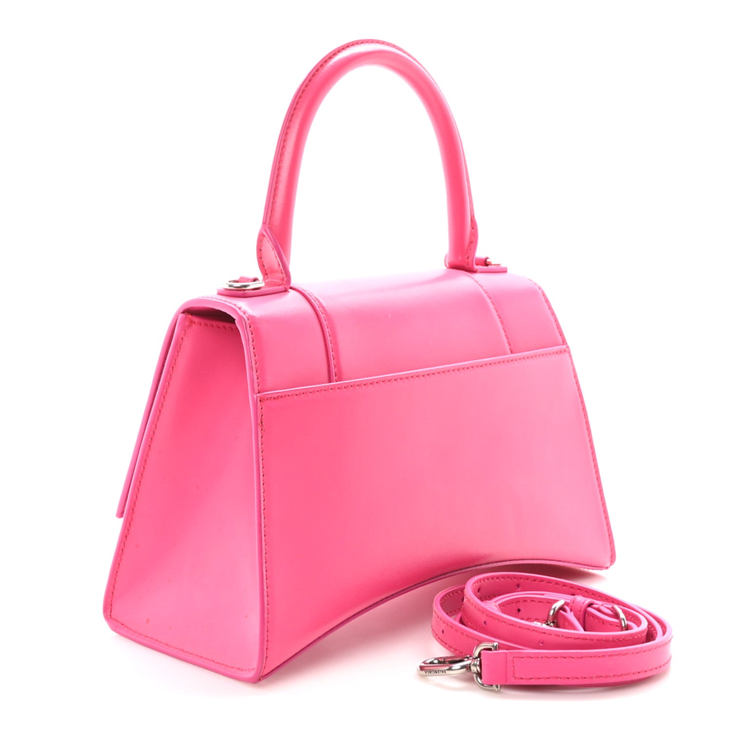 Balenciaga Shiny Box Calfskin Small Hourglass Top Handle Bag Acid Fuchsia 3 of 11