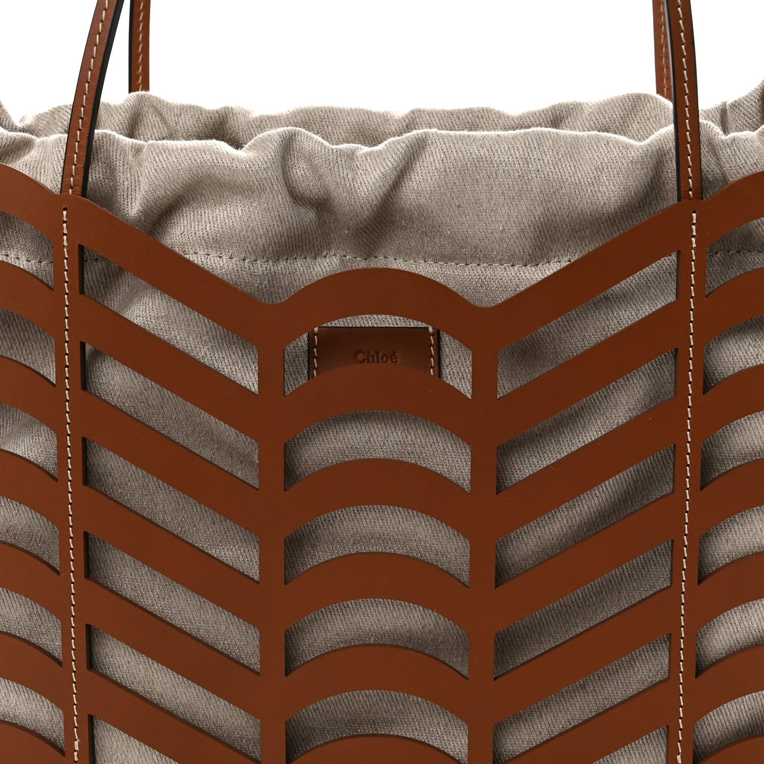 Chloe Calfskin Small Kayan Basket Tote Bag Caramel 10 of 12