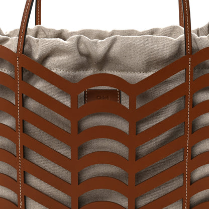 Chloe Calfskin Small Kayan Basket Tote Bag Caramel 10 of 12
