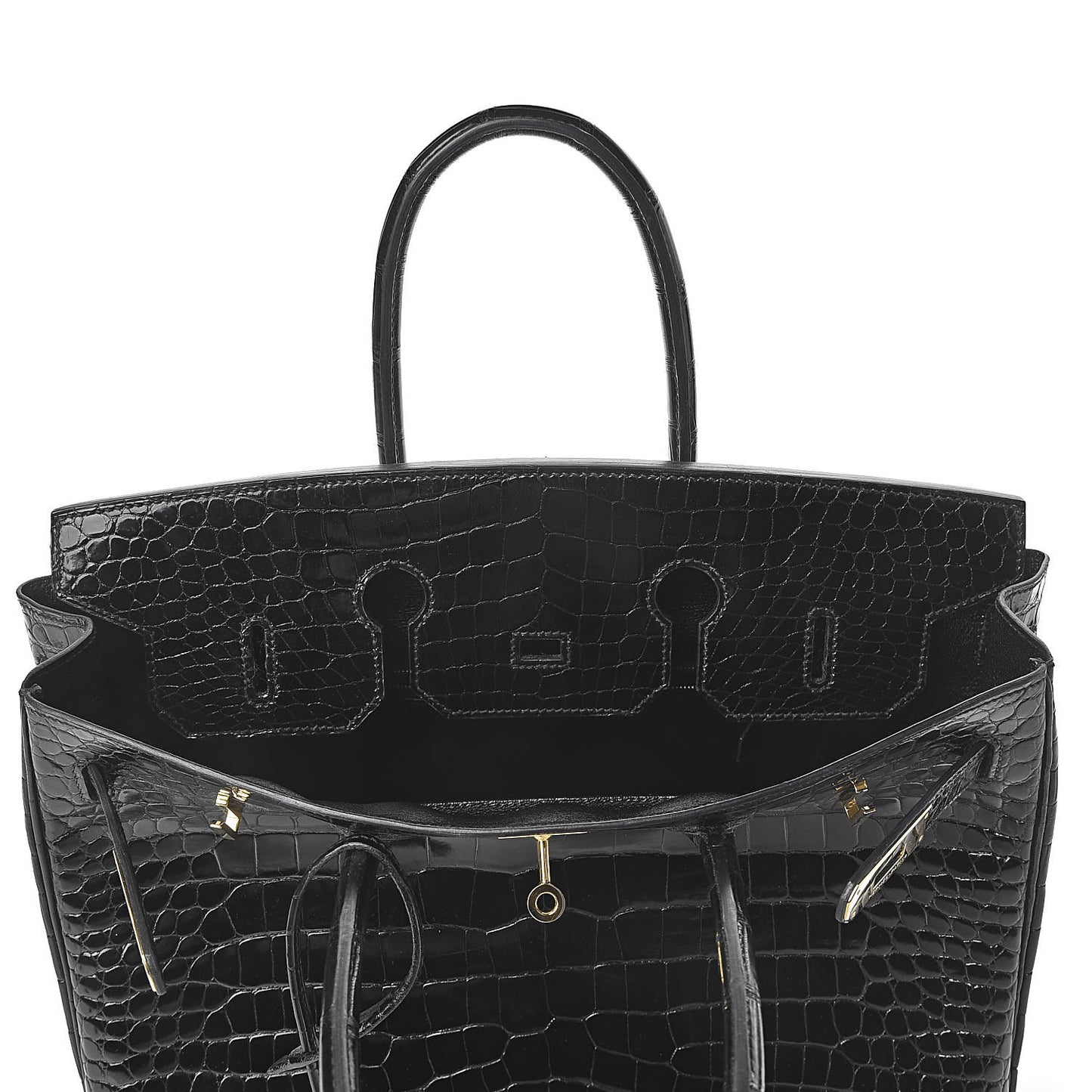 Shiny Porosus Crocodile Birkin 35 Black