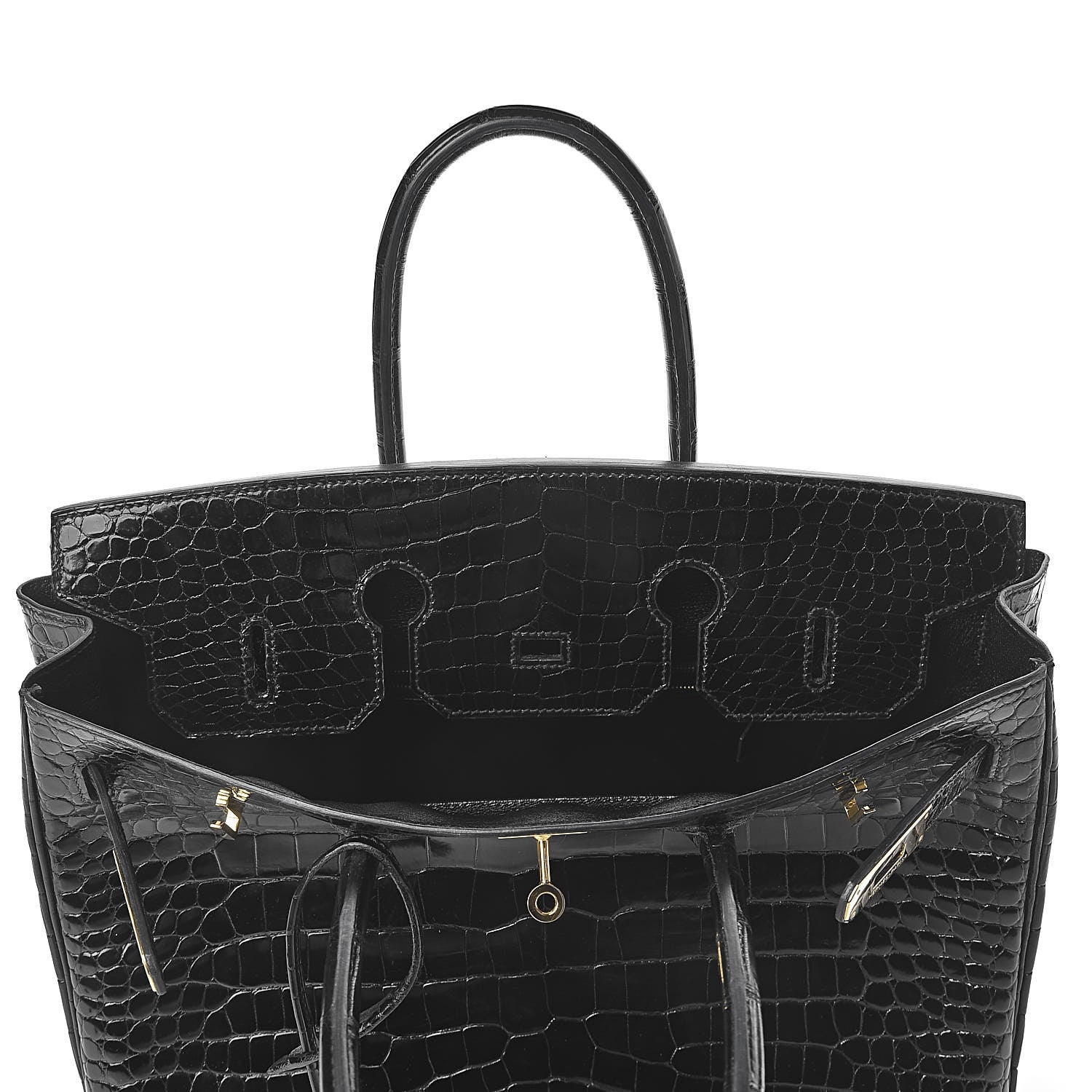 Hermes Shiny Porosus Crocodile Birkin 35 Black 20 of 32