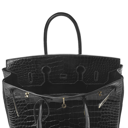 Hermes Shiny Porosus Crocodile Birkin 35 Black 20 of 32
