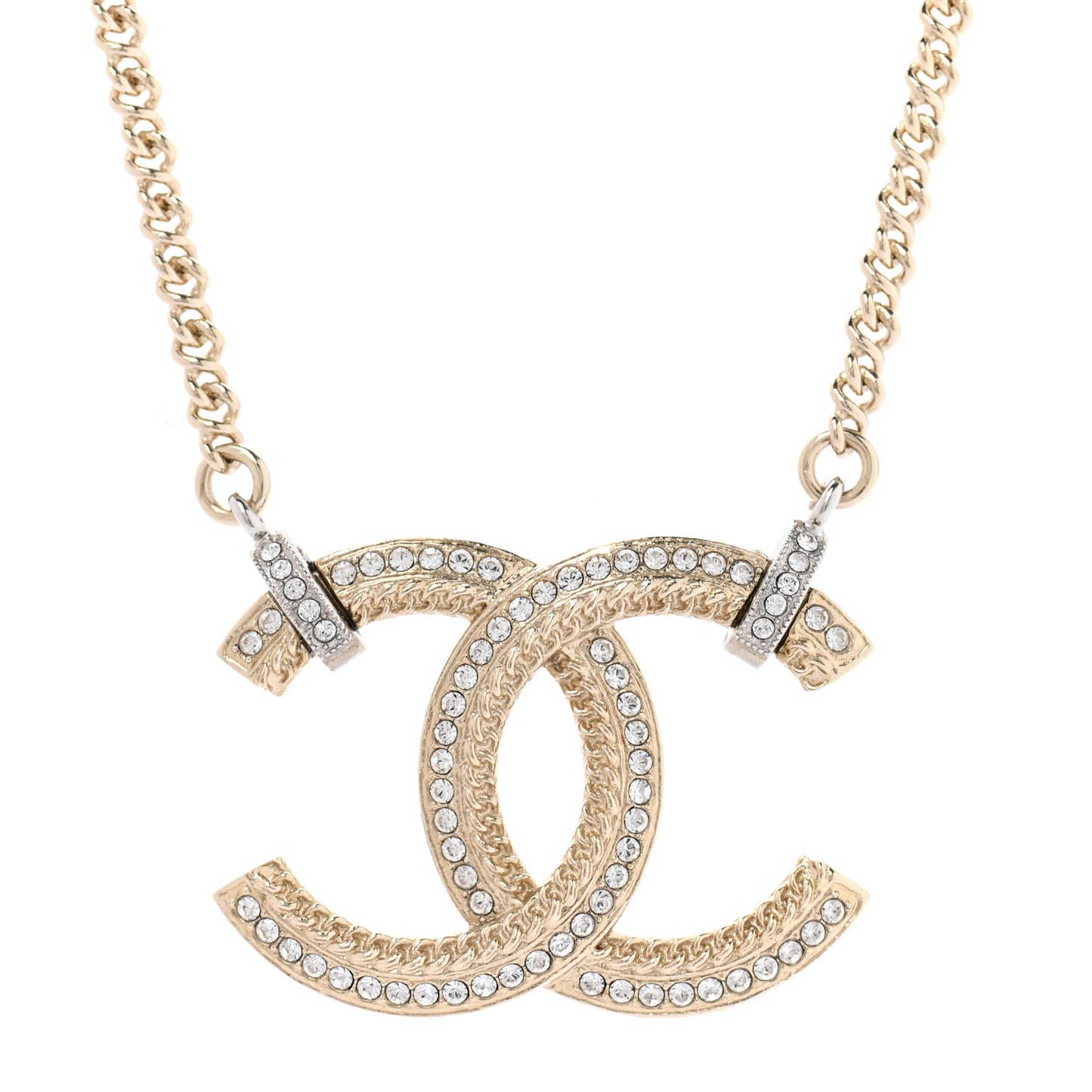 Crystal CC Pendant Necklace Gold