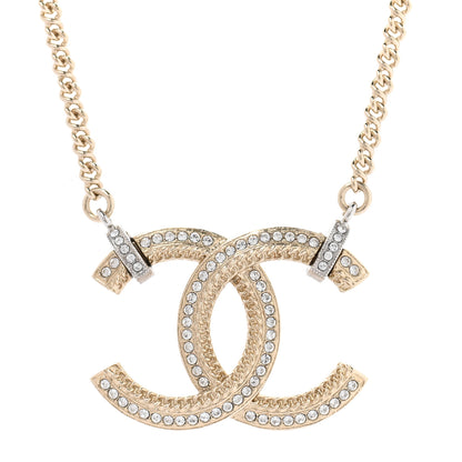 Chanel Crystal CC Pendant Necklace Gold 4 of 7