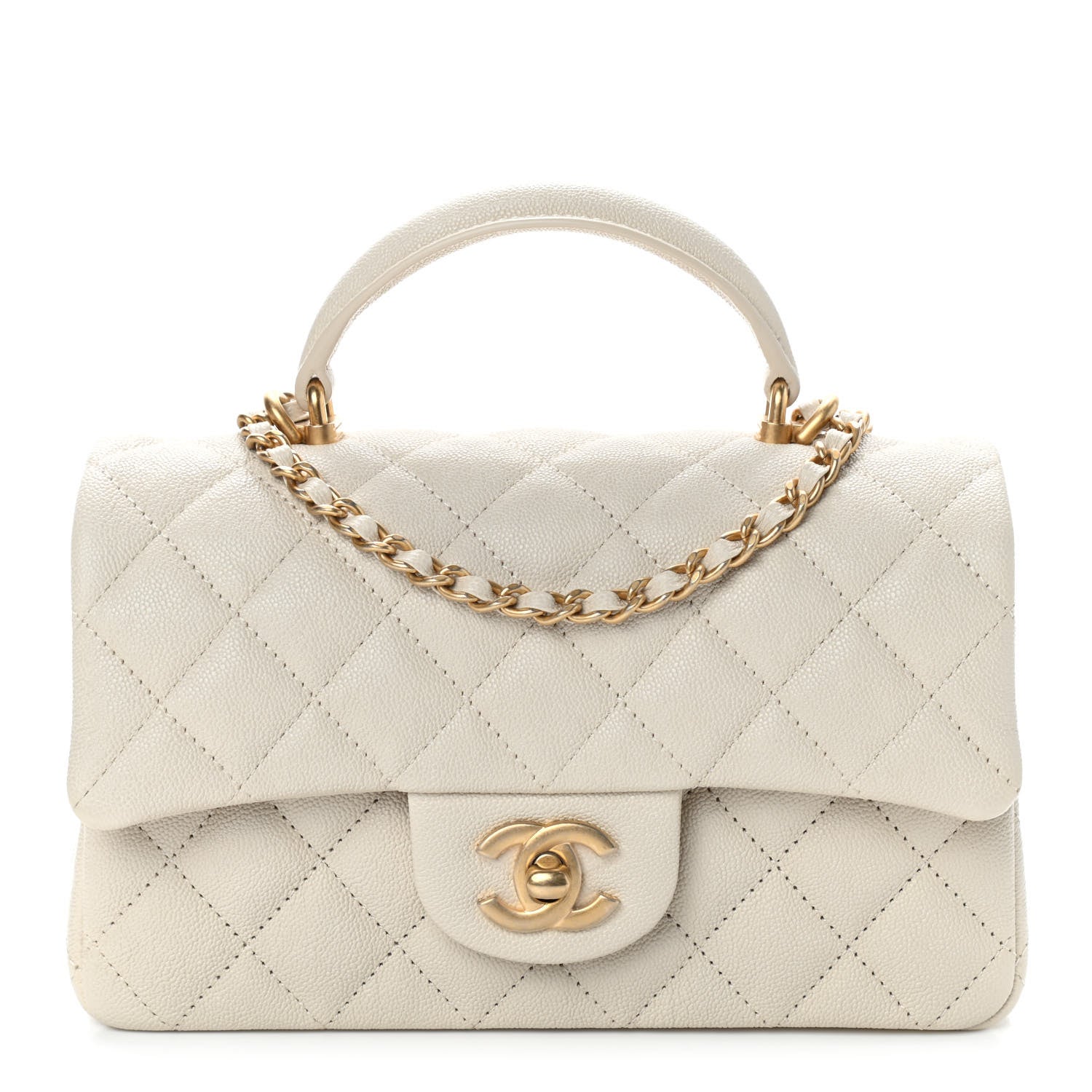 Chanel Caviar Quilted Mini Top Handle Rectangular Flap Beige 1 of 8