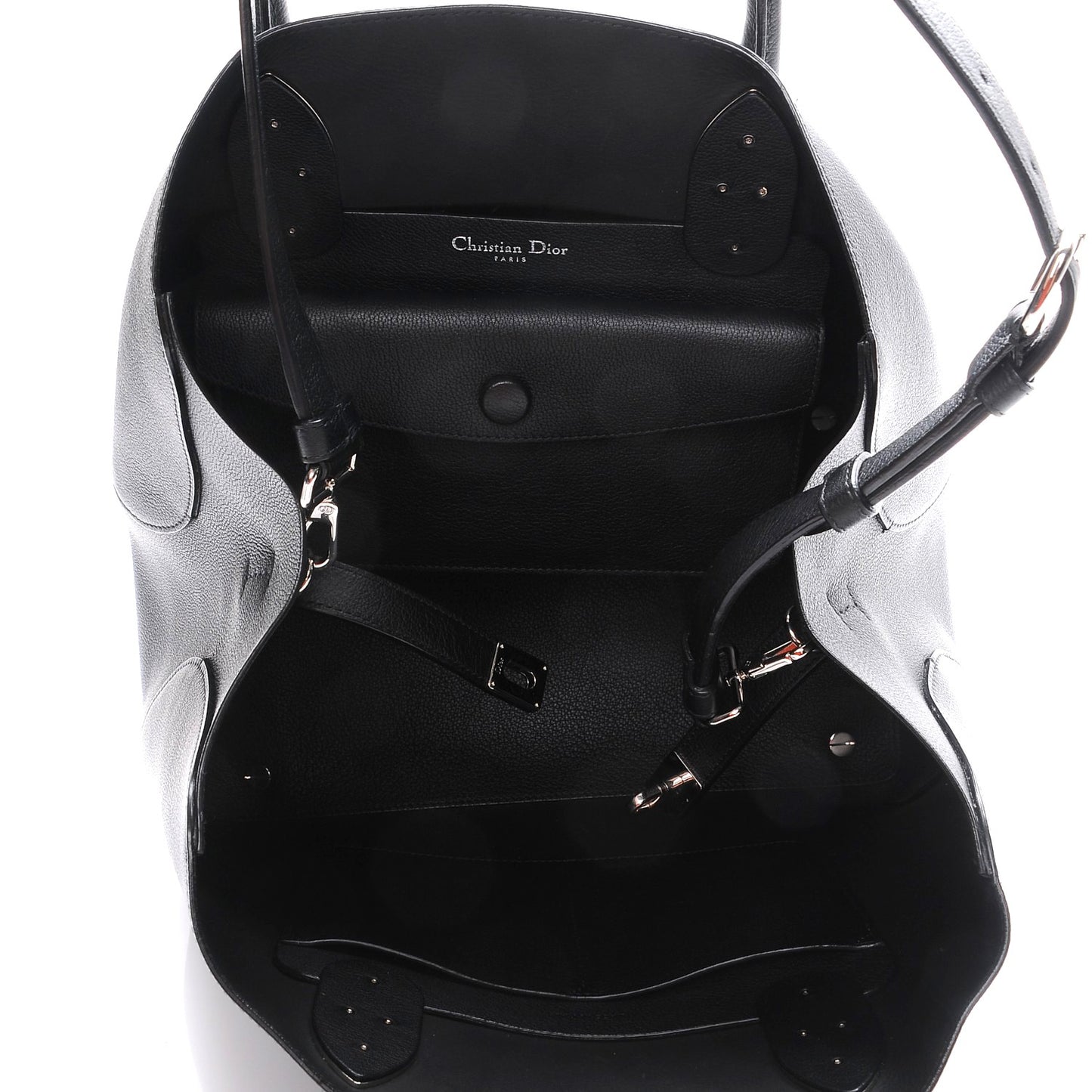 Supple Grained Calfskin Large Open Bar Tote Black