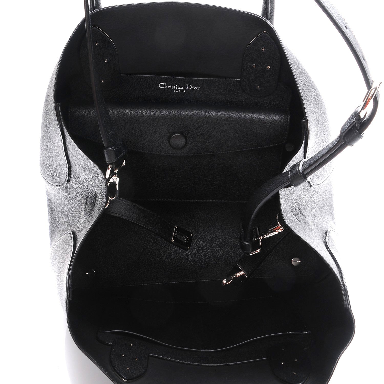 Christian Dior Supple Grained Calfskin Large Open Bar Tote Black 6 of 8