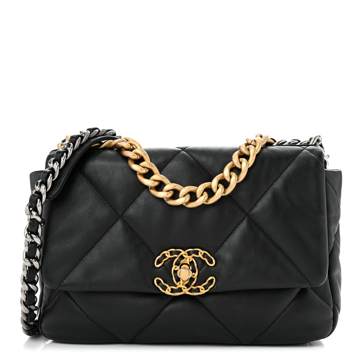 Lambskin Quilted Medium Chanel 19 Flap Black