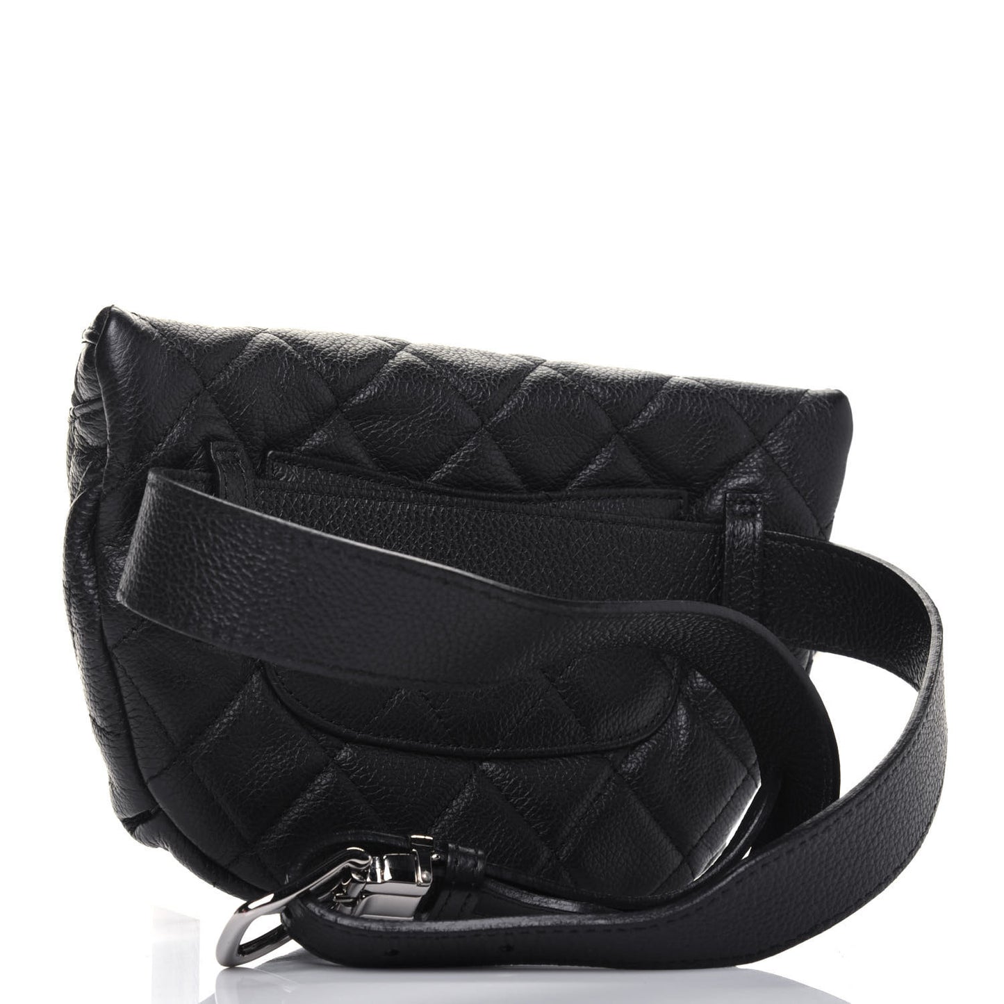 Grained Calfskin Quilted Waist Belt Bag Black