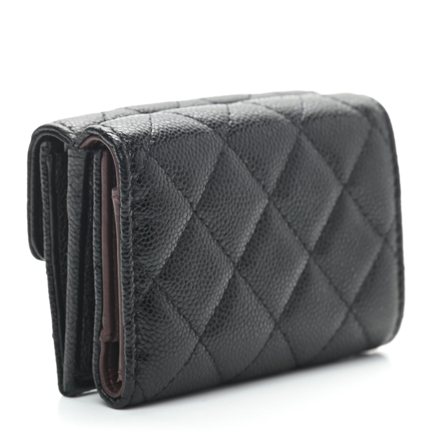 Caviar Quilted Double Flap Wallet Black