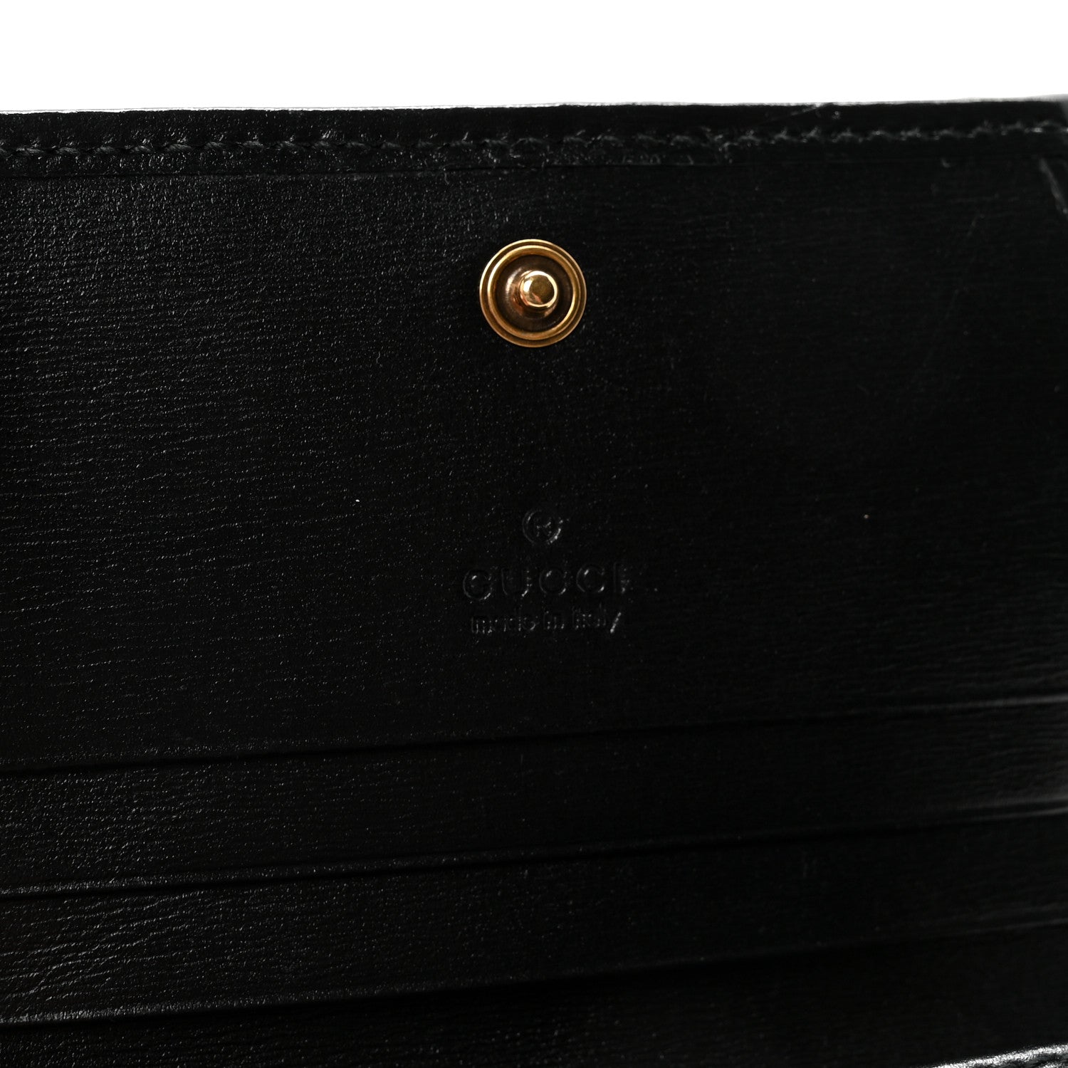 Gucci Calfskin Web Trapuntata GG Marmont Card Case Wallet Black 6 of 8