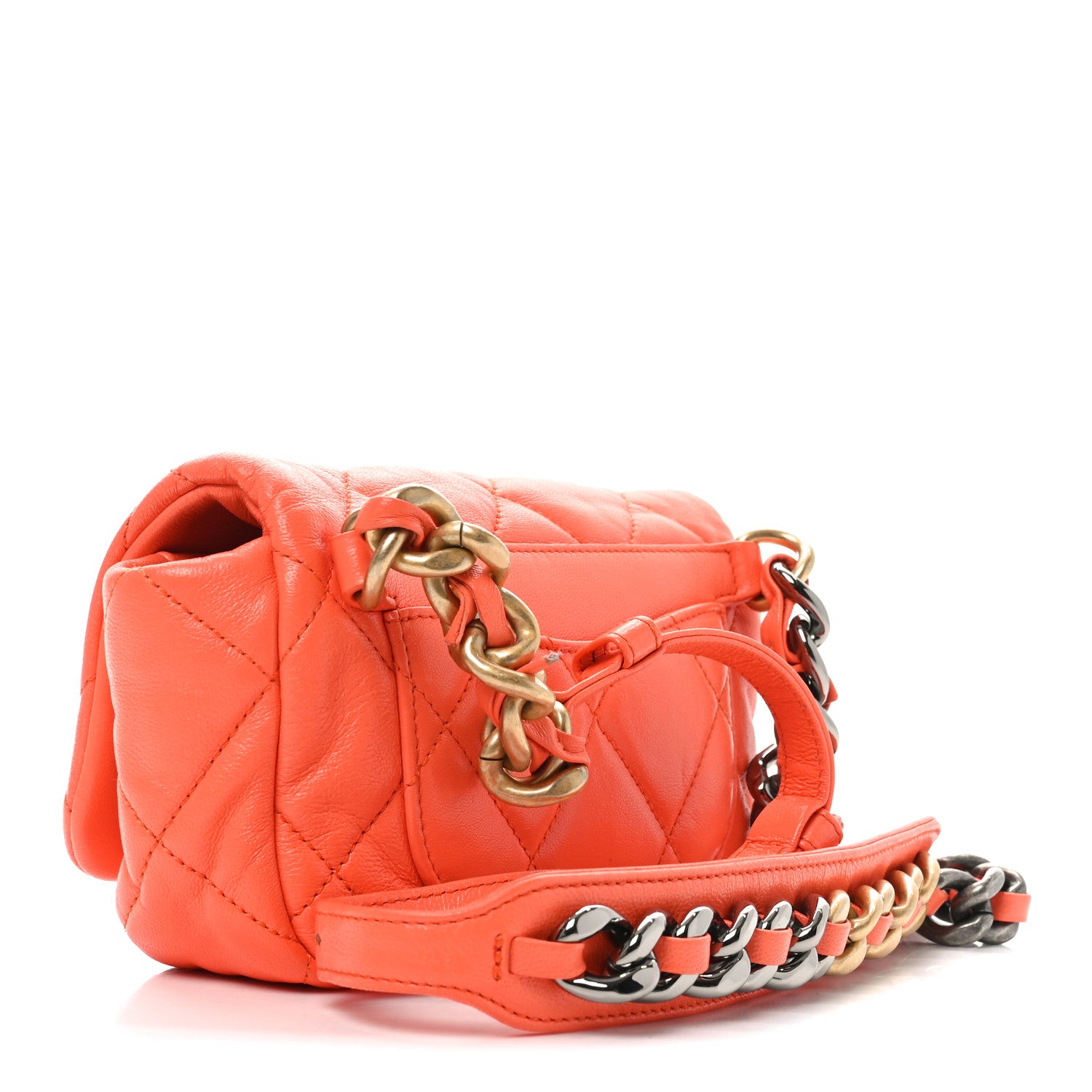 Chanel Goatskin Quilted Chanel 19 Waist Bag Orange 1739003