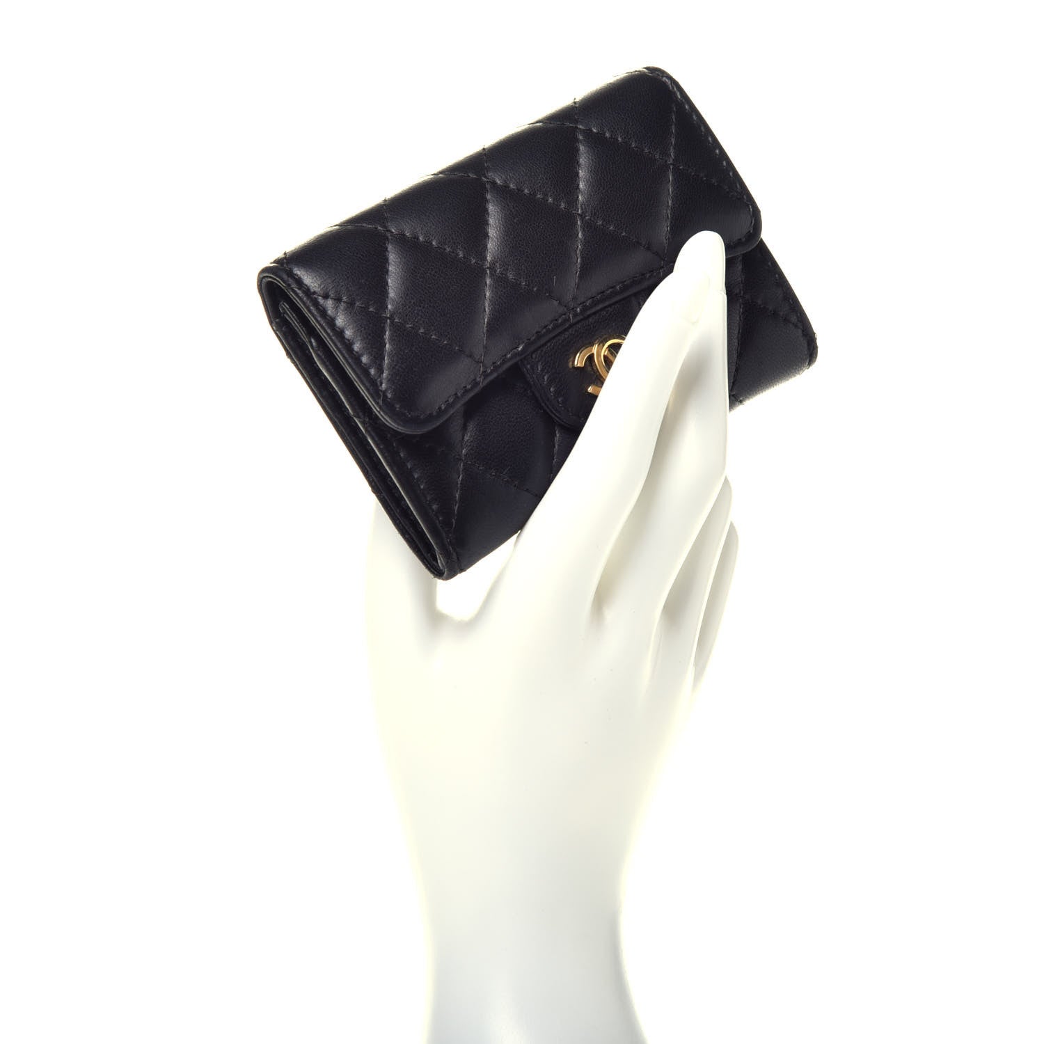 Chanel Lambskin Quilted Flap Card Holder Black 2 of 8