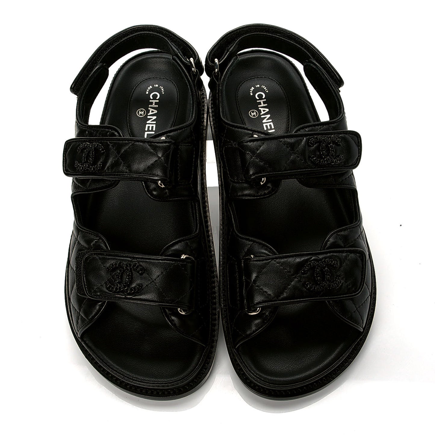 Lambskin Velcro Dad Sandals 36 Black