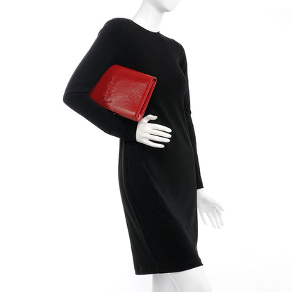 Saint Laurent Textured Patent Monogram Large Belle De Jour Clutch Red 2 of 8